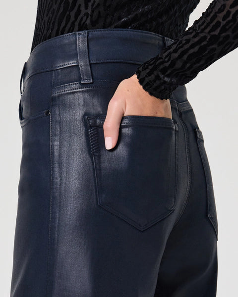 Navy Seascape Luxe Coating Anessa 31" Wide Leg Jean