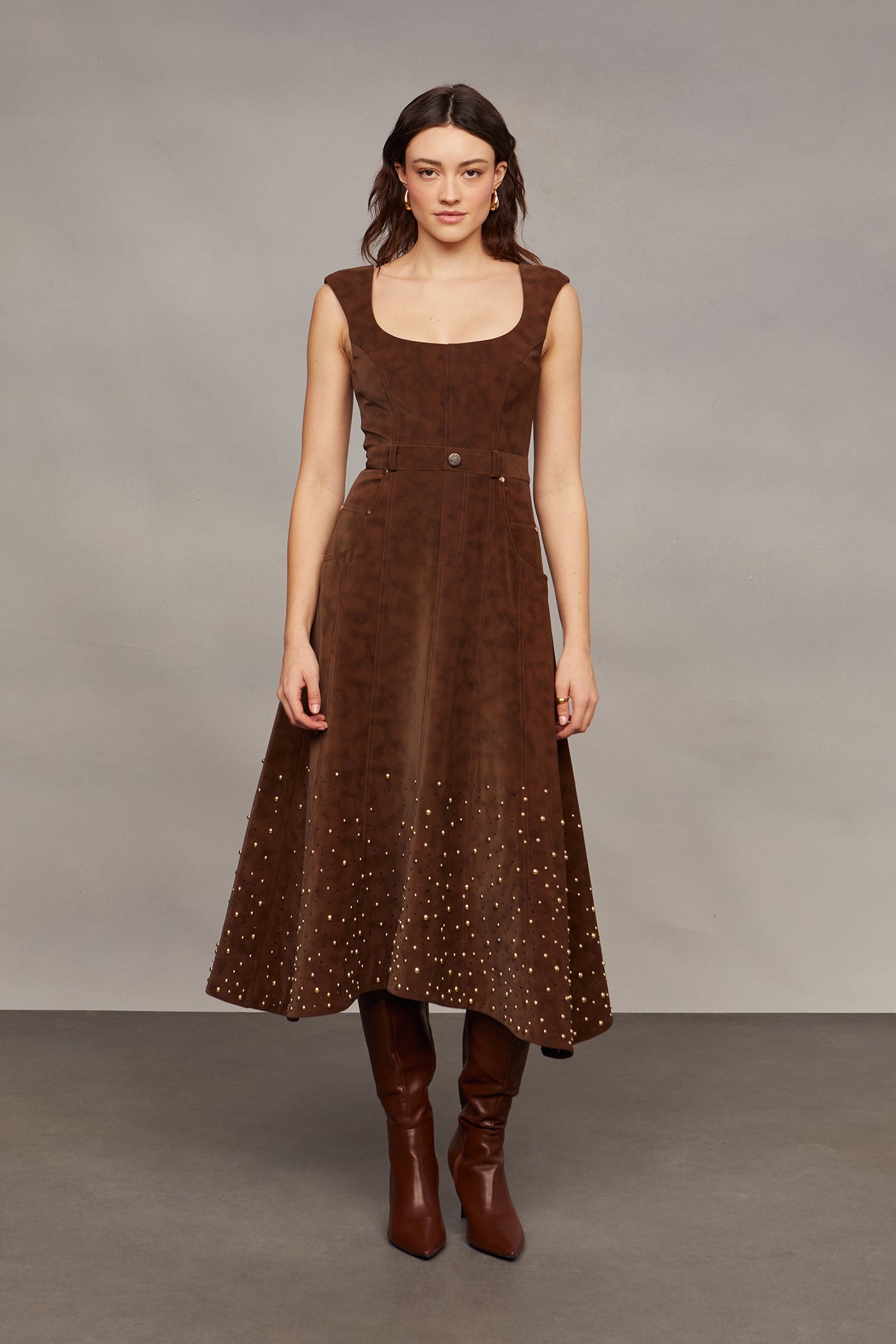 Kenny Suede Studded Midi