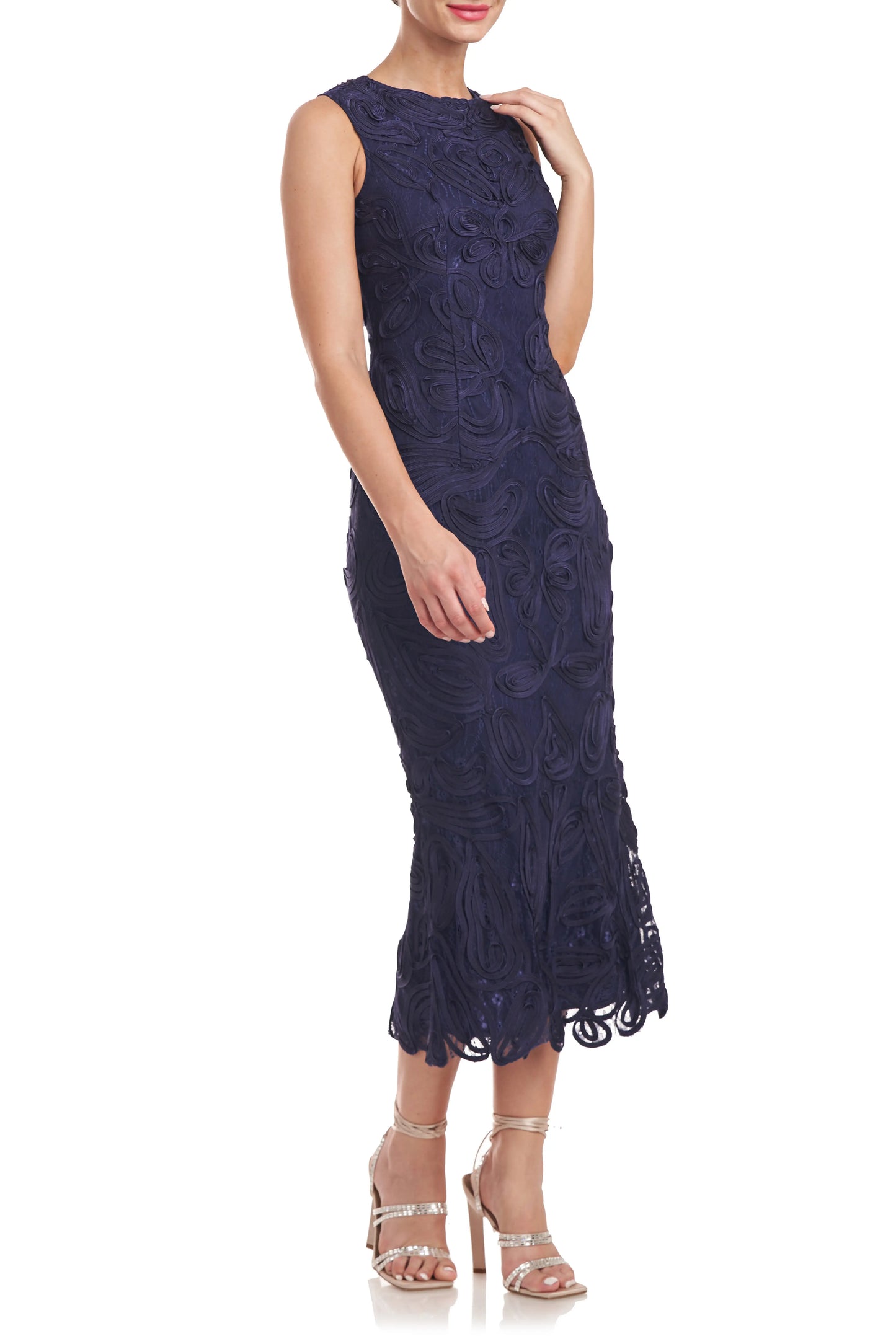 Meli Soutache Tea Length Dress