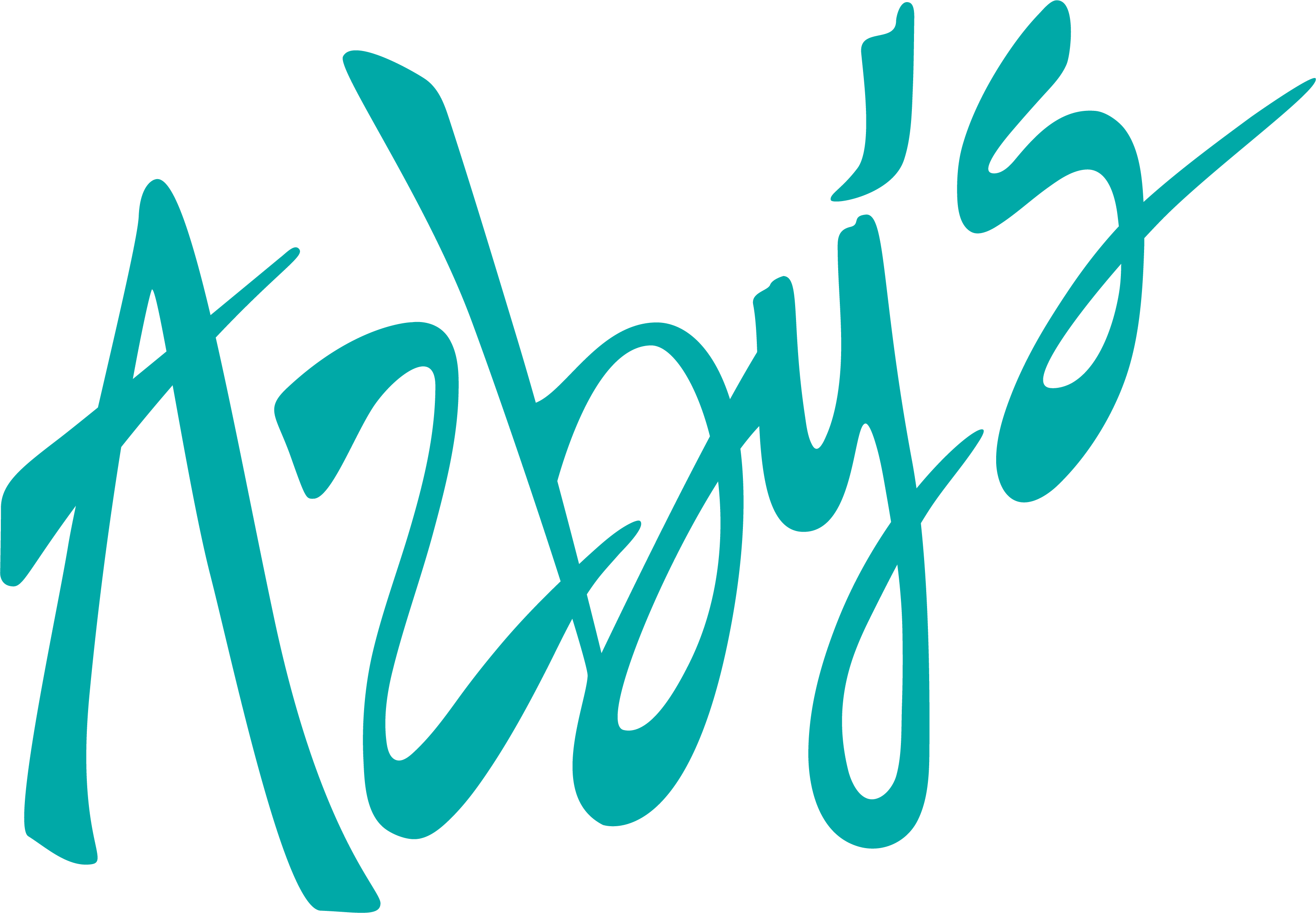 Azbys handwritten logo in teal