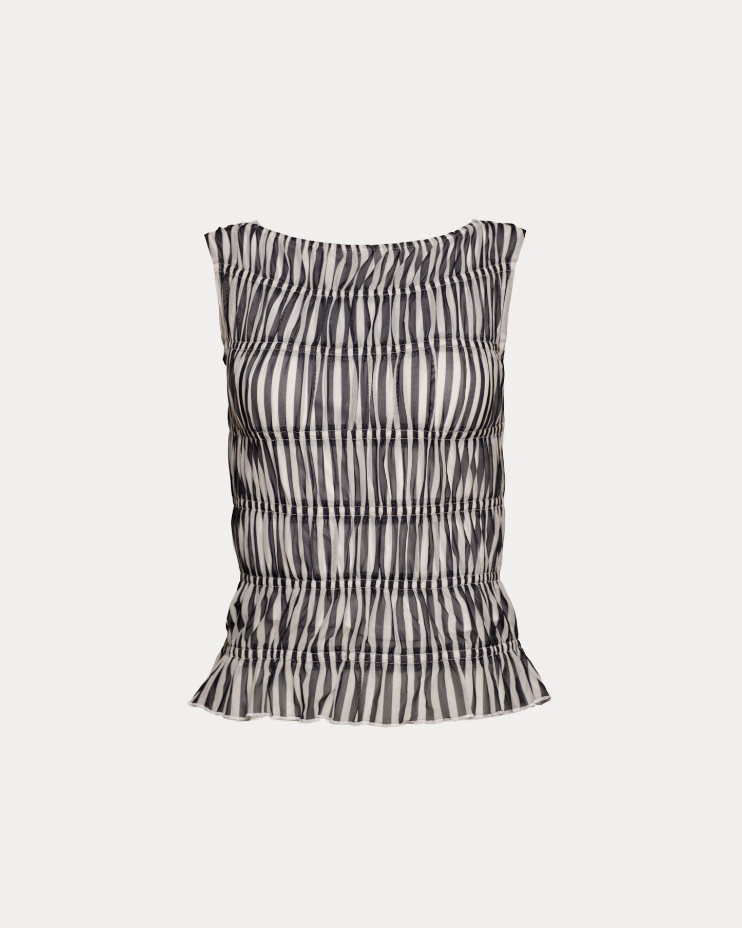 Jane Top Stripe Poly Spandex Mesh Navy/White