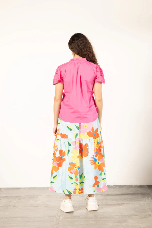 Ada Skirt - Floral Sky
