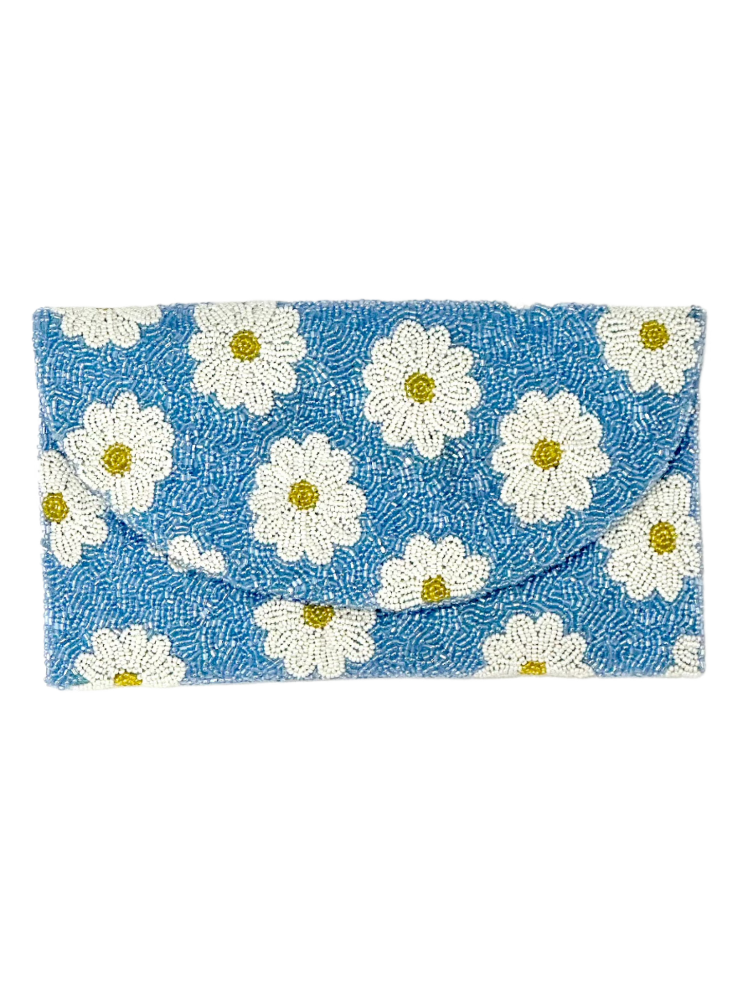 Blue Beaded Clutch Bag
