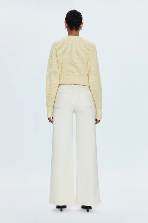 Lana High Rise Ultra Wide Jean - Ecru