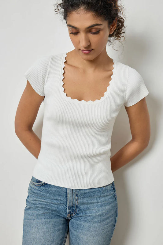 Cap Sleeve Scallop Neck Sweater