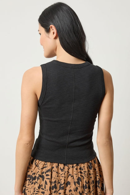Rib Slub Side Pleat Tank