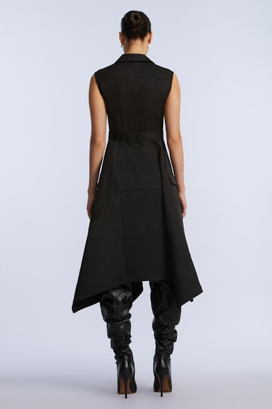 Scarf Hem Twill Dress