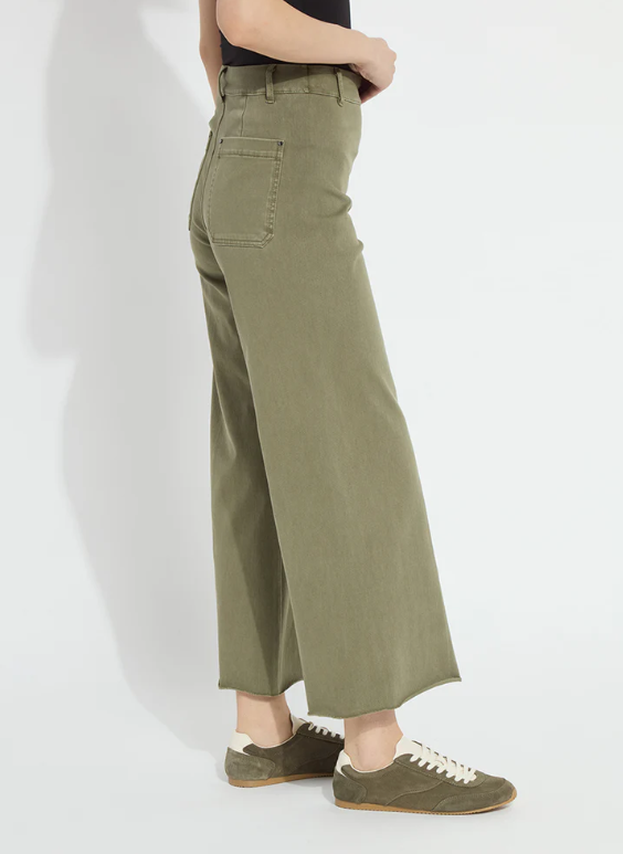 Erin Wide Leg Denim Pant - Antique Green