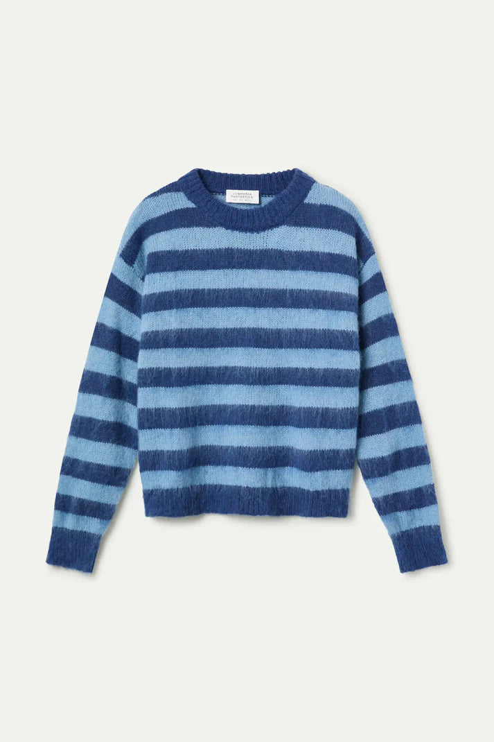 Blue Striped Knit Sweater