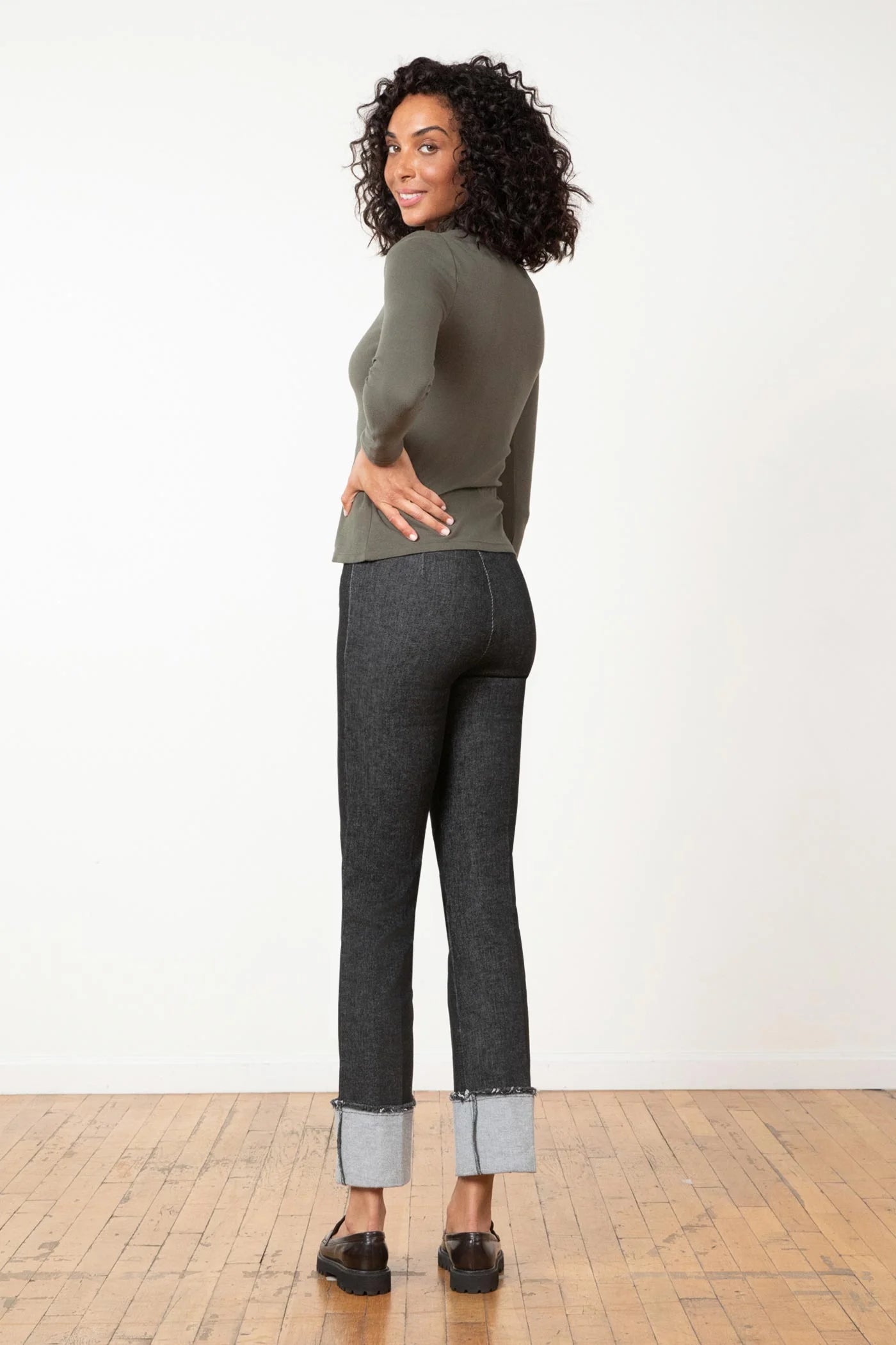 Bonnie Denim Cuffed Pant - Black
