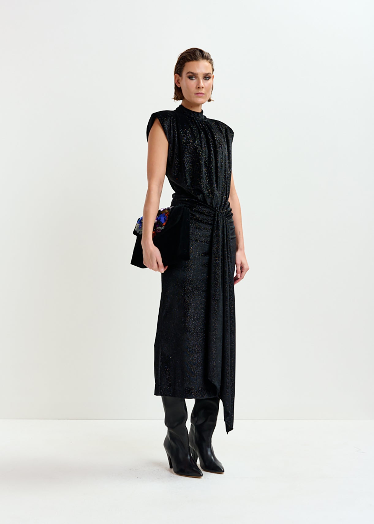 velvet jersey dress Velvet jersey midi dress in red - Ganni