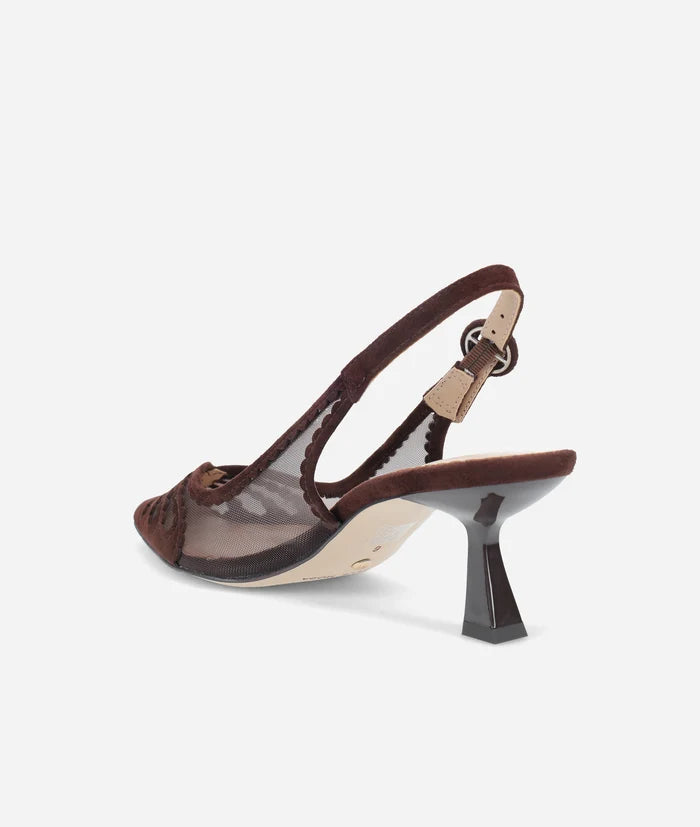 Jacie Suede & Mesh Slingback - Chocolate
