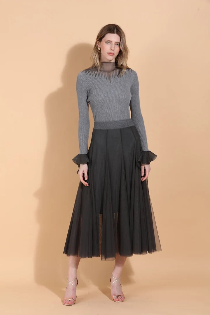 Tulle Skirt w/ Merino Lining - Grey