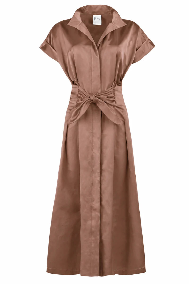 Long Rocky Dress - Tan Satin