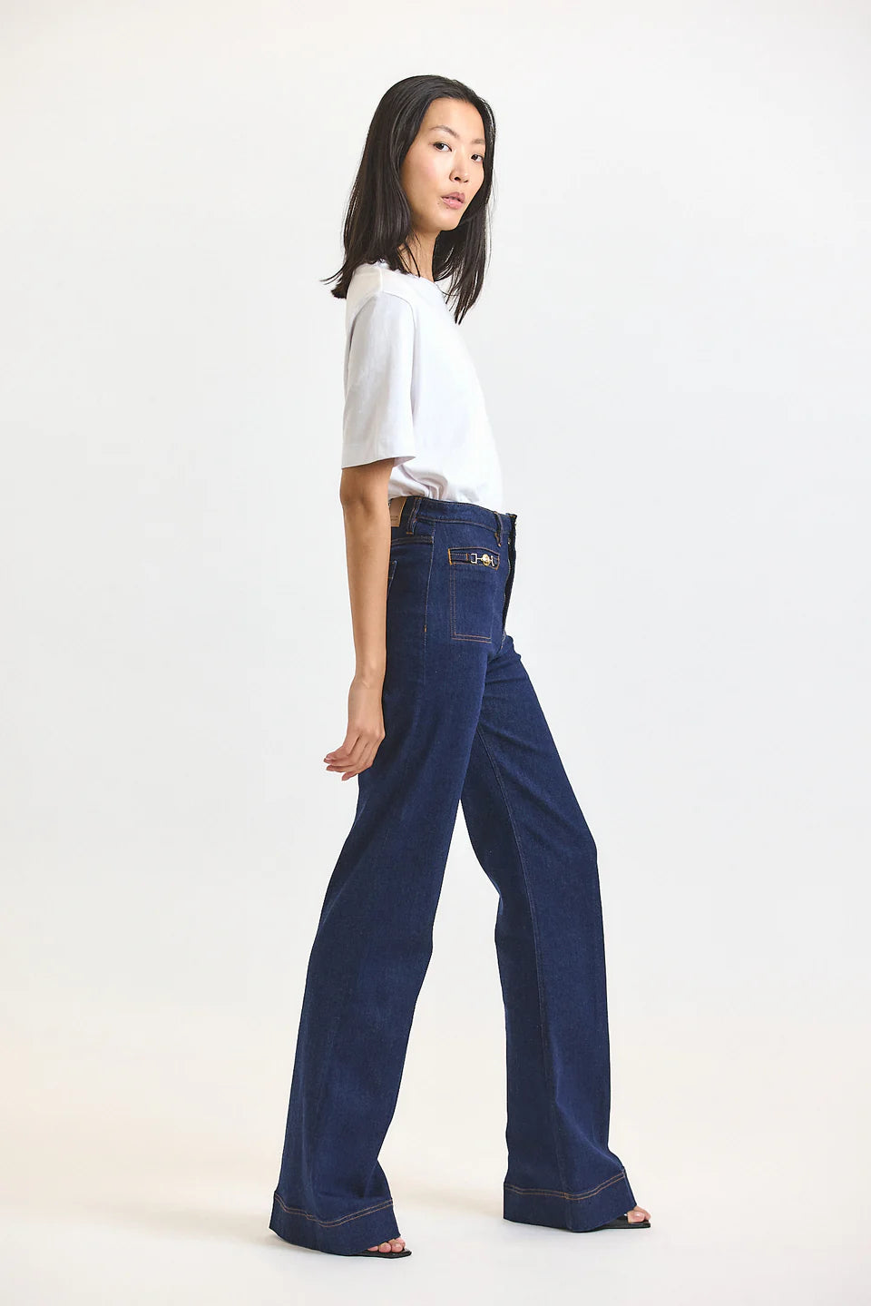 Talwyn Stretch Denim Jeans W/ Horsebit Detail