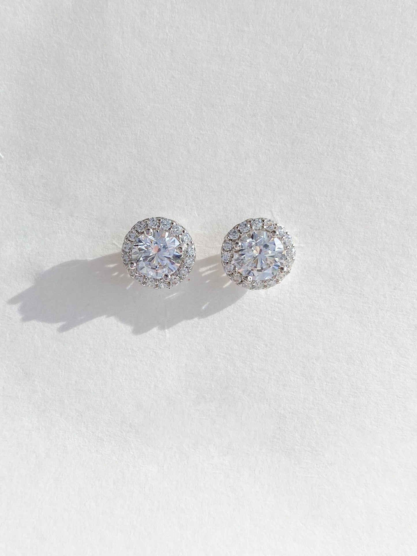 Sterling silver CZ stud with halo