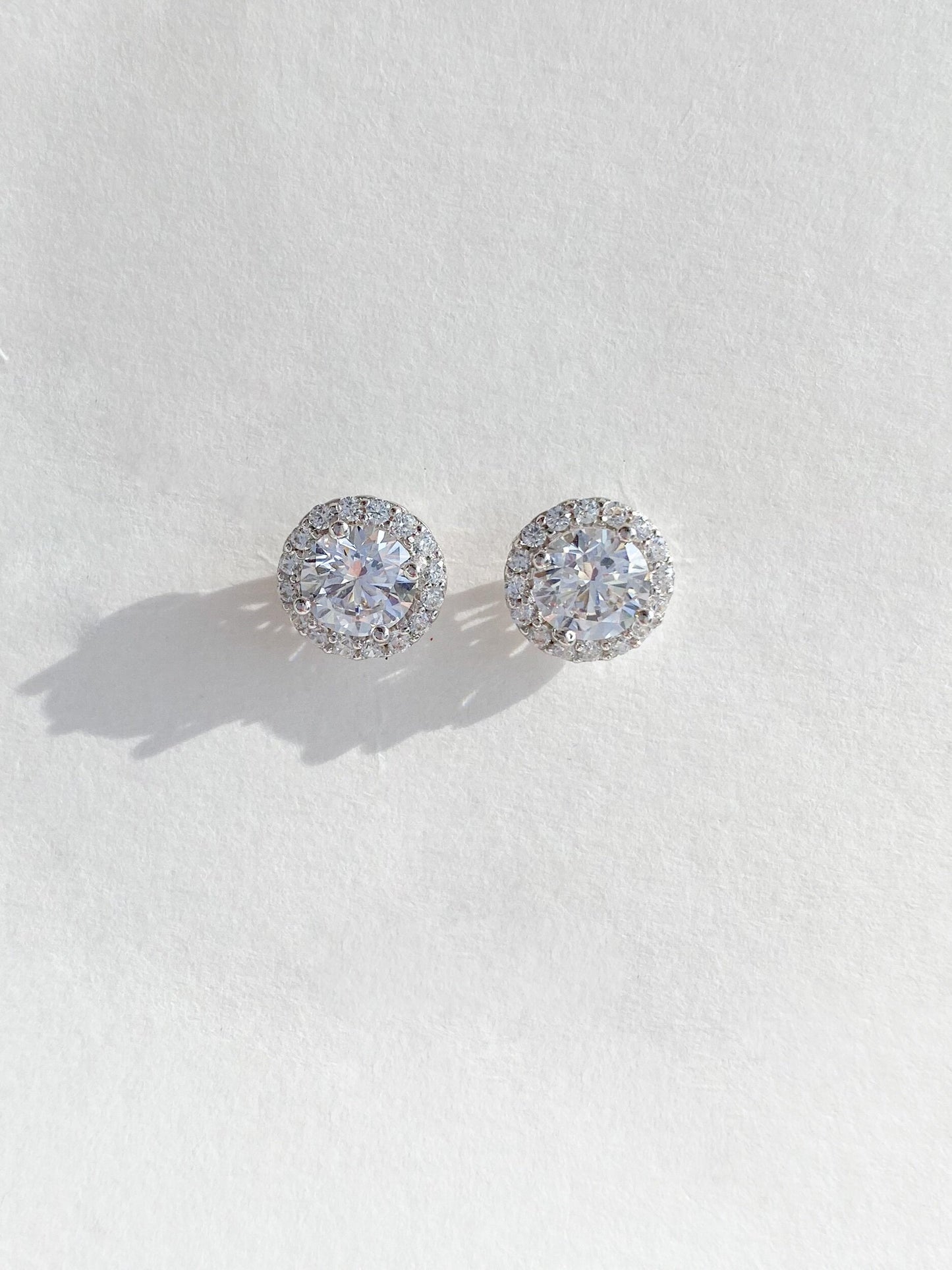 Sterling silver CZ stud with halo 