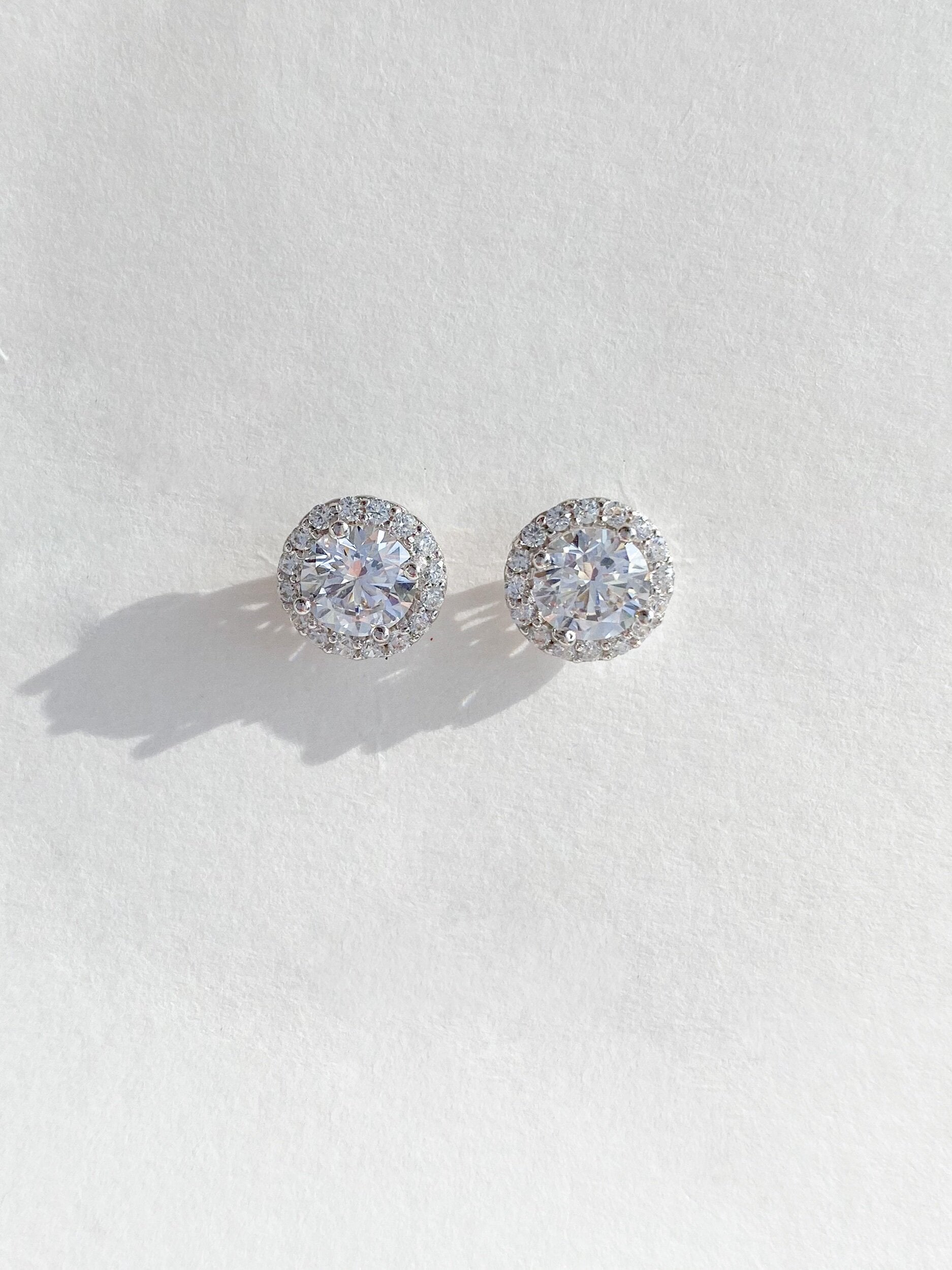 Sterling silver CZ stud with halo