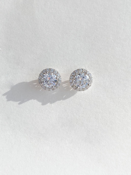Sterling silver CZ stud with halo 