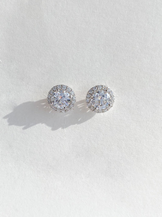 Sterling silver CZ stud with halo