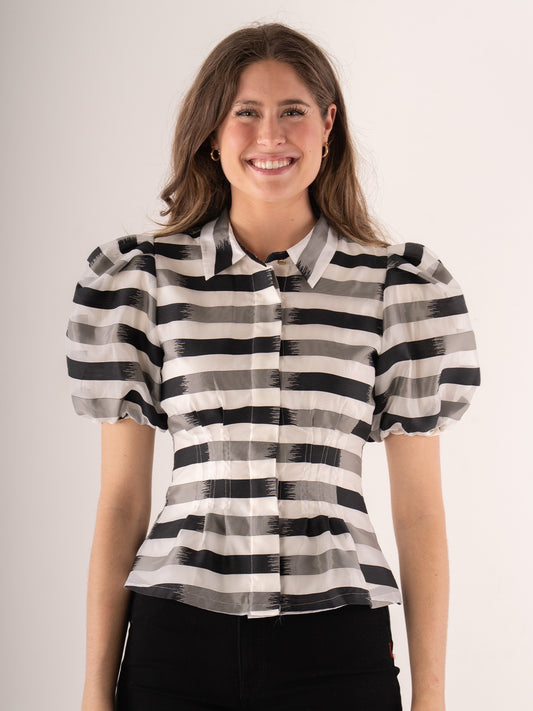Britt Top - Truffle Stripe