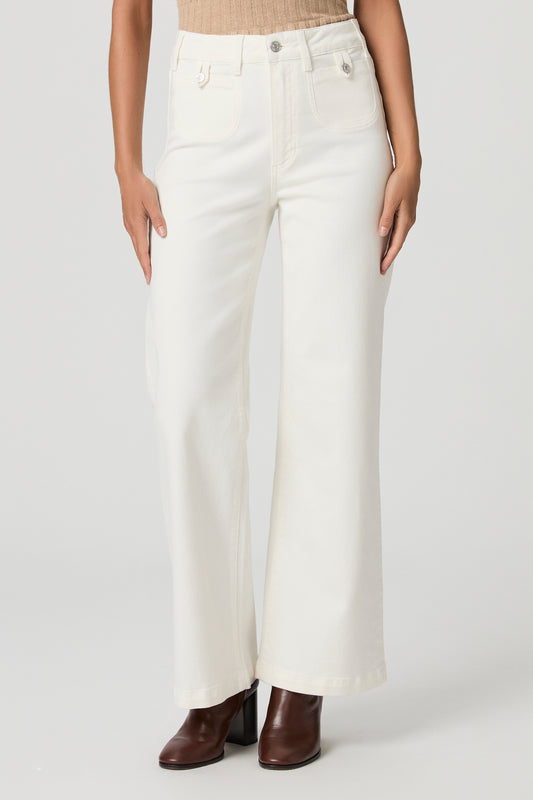 Anessa 31" W/ Rounded Inset Pockets - Tonal Ecru