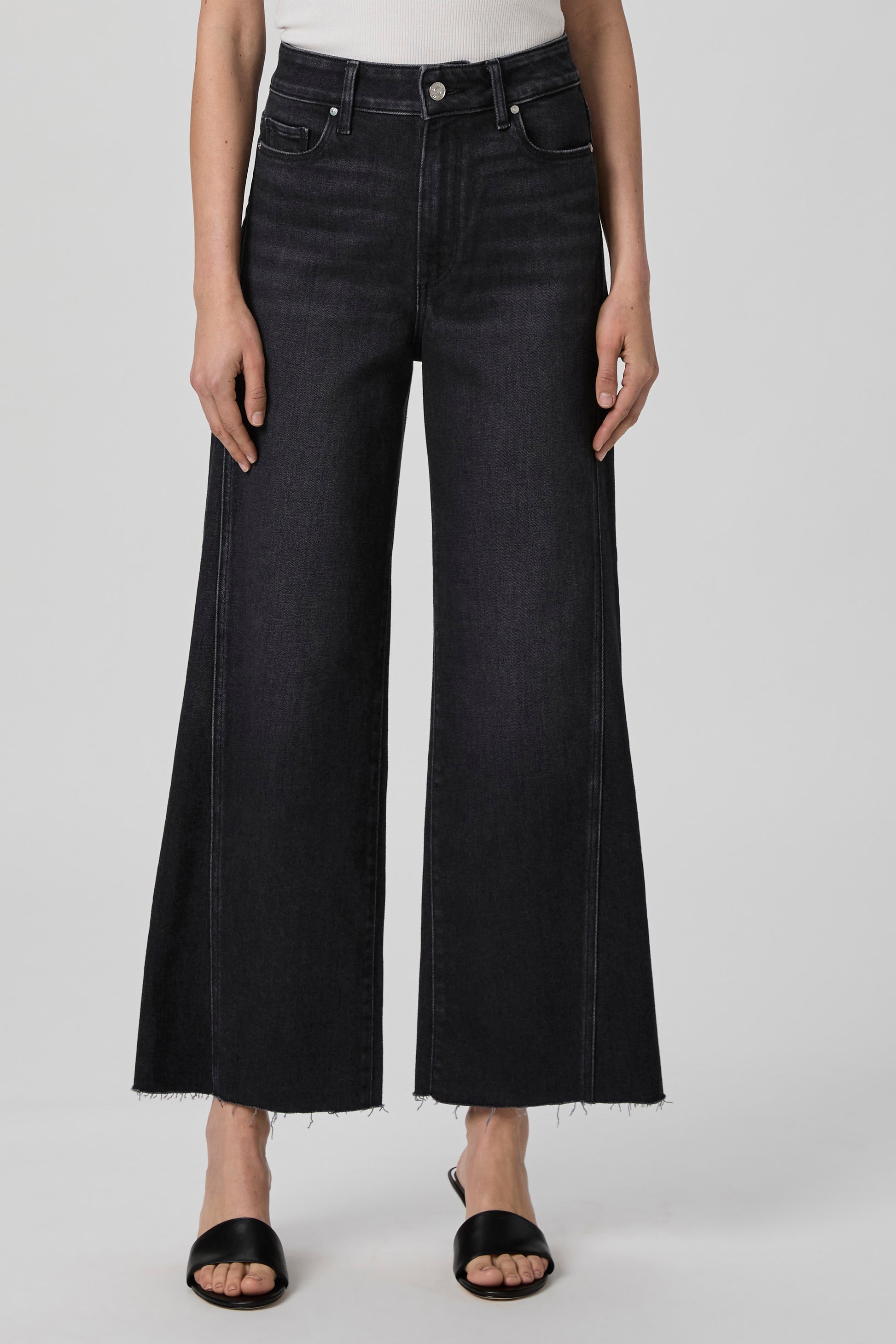 Anessa 31" W/ Twisted Outseam Panel + Raw Hem - Ink Black