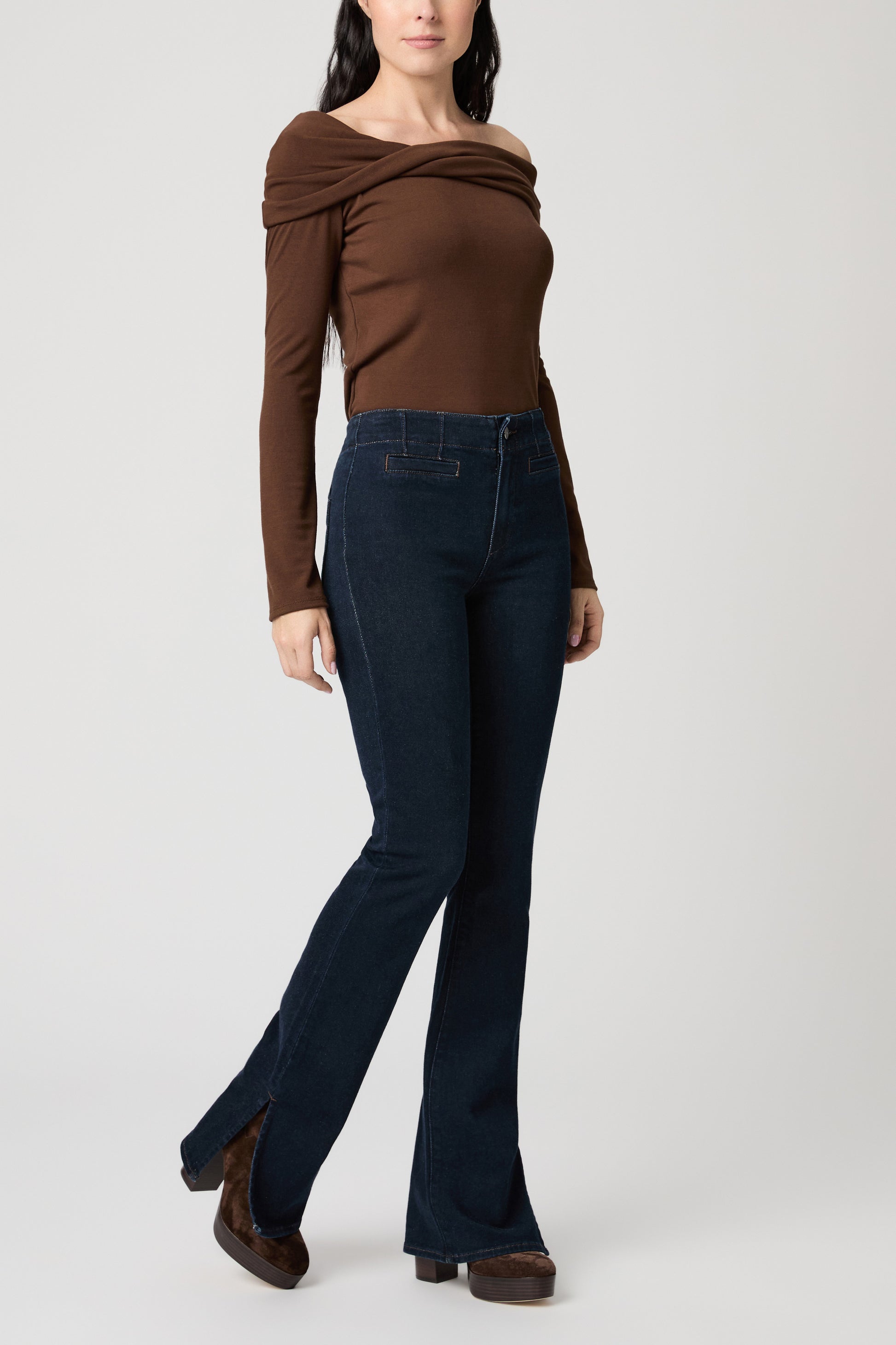 High Rise Laurel Canyon 32" W/ Front Welts + Front Darts + Outseam Slit - Romantica