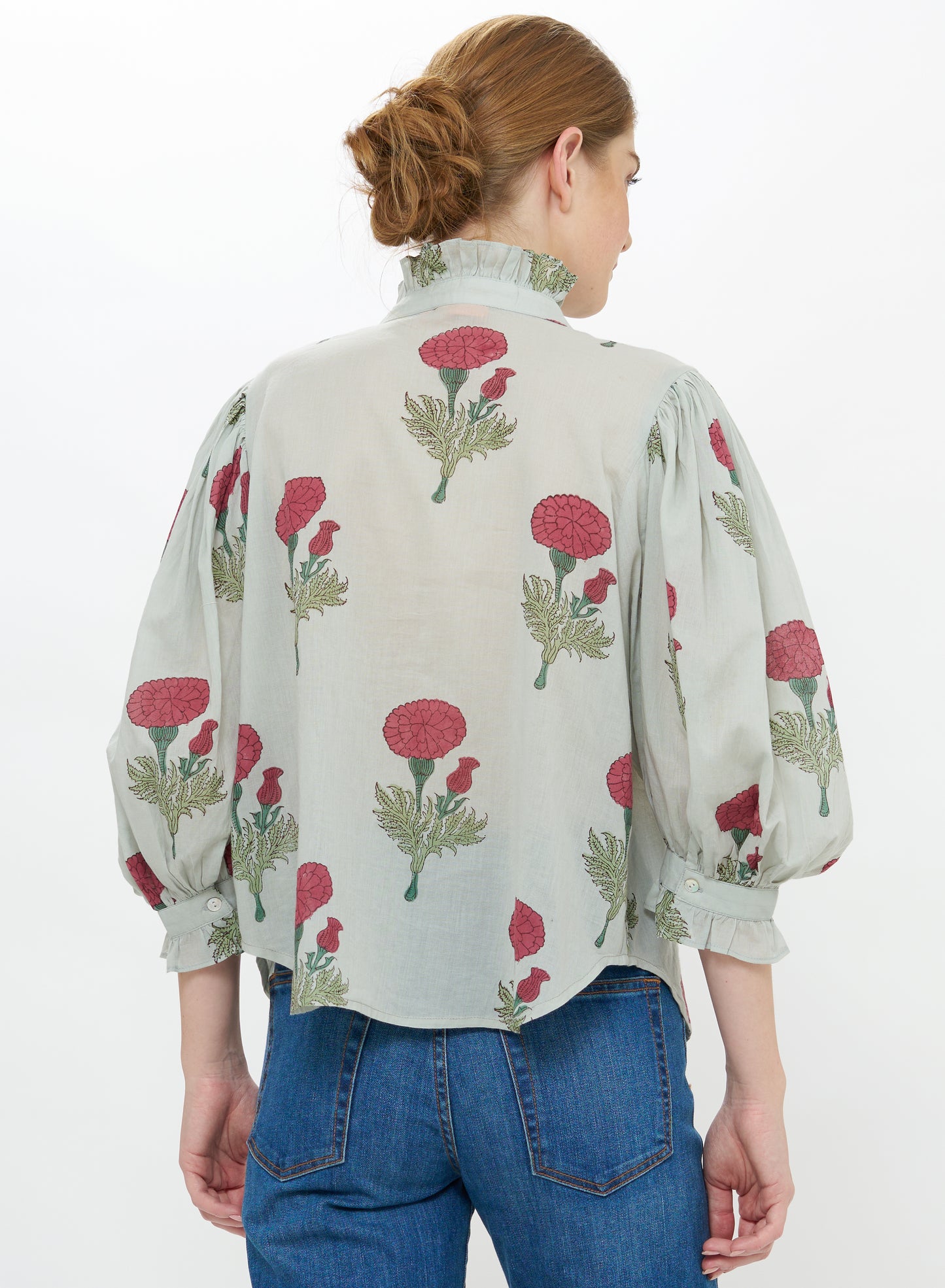 Ruffle Front Button Blouse