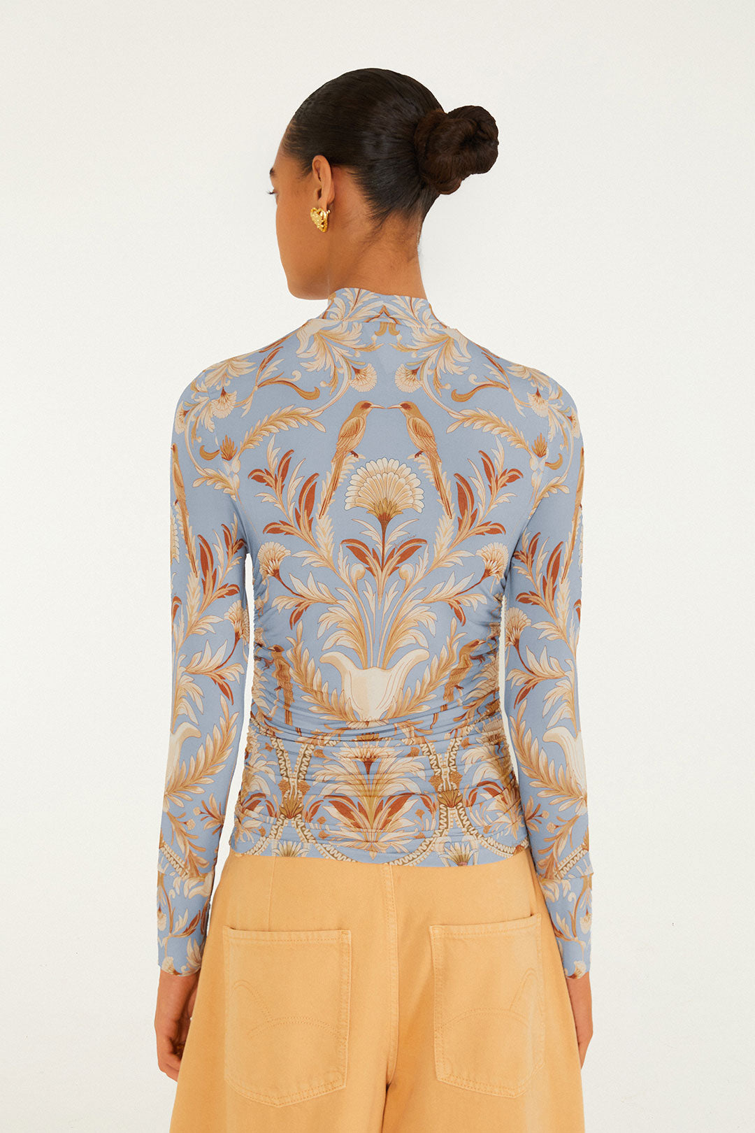 BLOOMING GARDEN LIGHT BLUE JERSEY BLOUSE