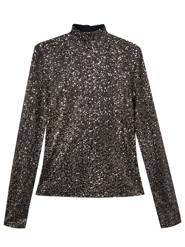 Mara Sequin Mock Neck Top