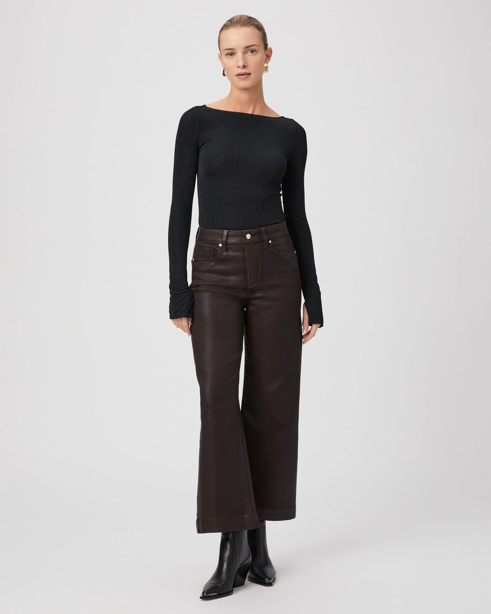 Anessa Wide Leg Jean - Chicory Coffee Luxe Coating