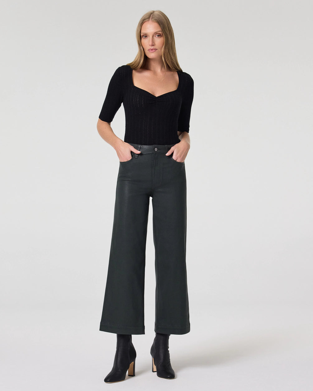 Dark Rosin Luxe Coating Anessa Wide Leg Jean