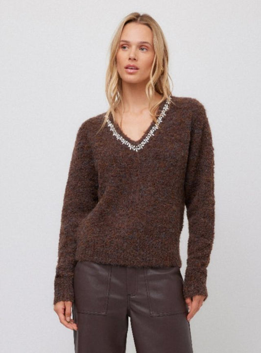 Ash Embellished V Neck Sweater