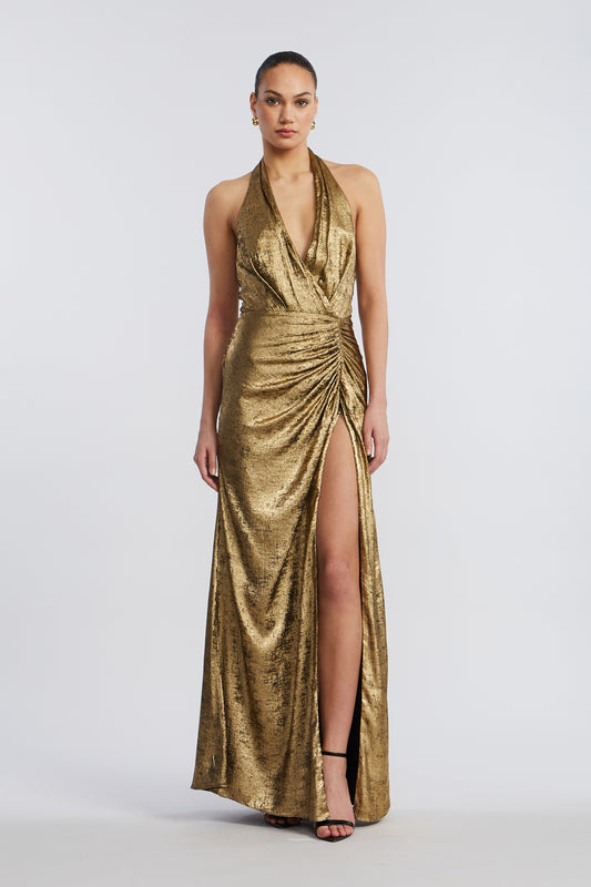 LAME HALTER GOWN