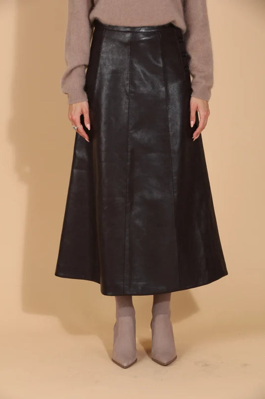 Pleather A-Line Mini Skirt - Brown