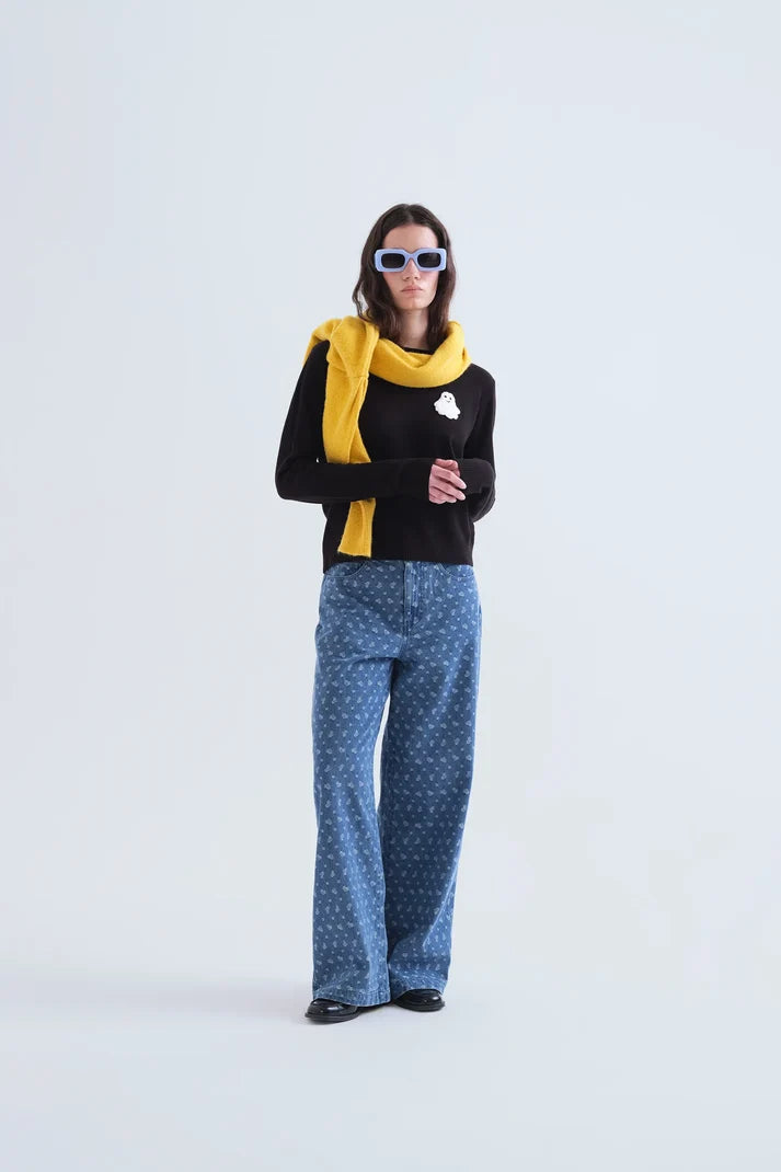 Black Knit Sweater w/ Ghost