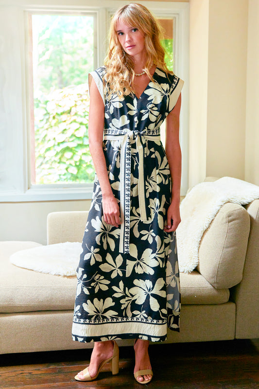 BEVERLY DRESS BLACK & TAN PRINT