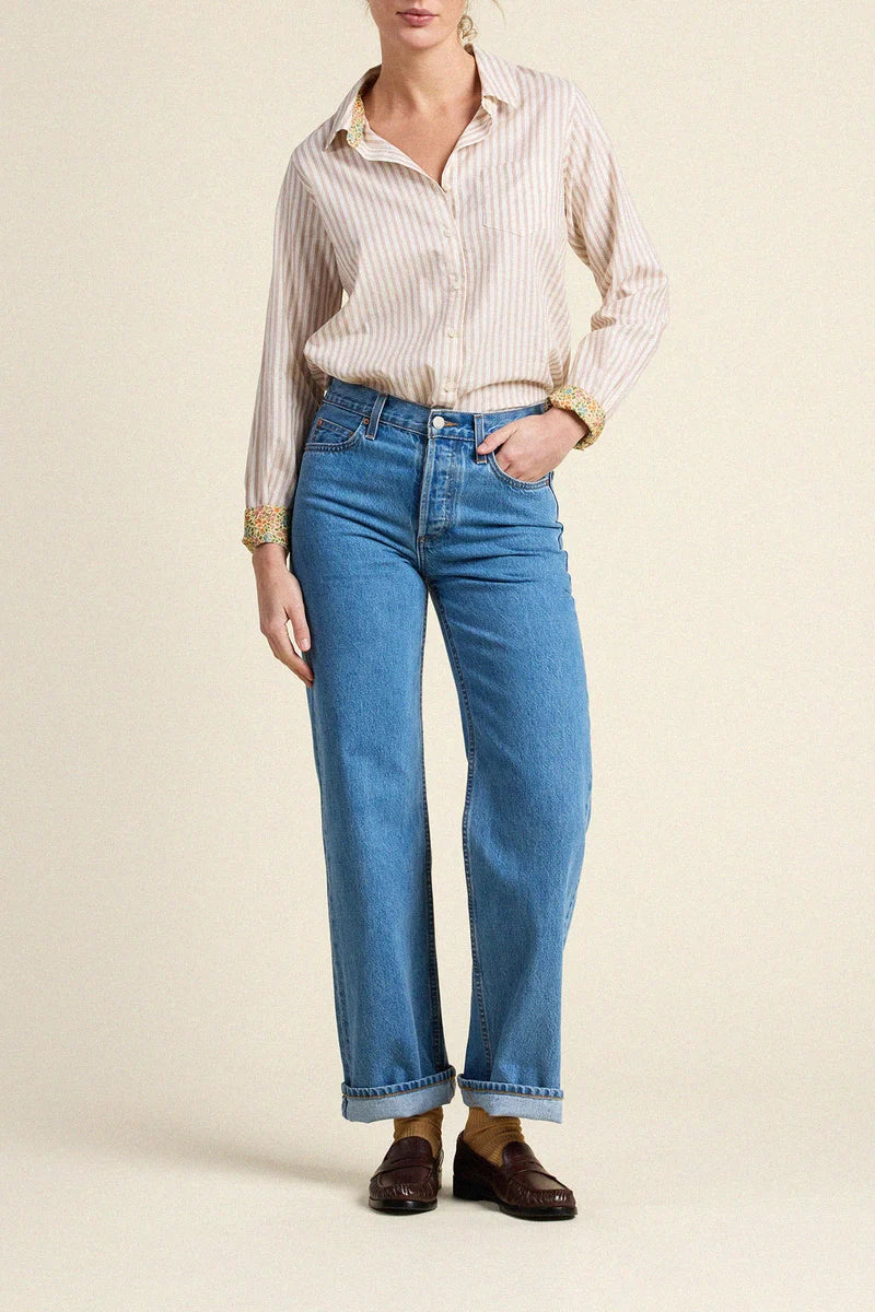 Gracie Shirt - Caramel Stripe