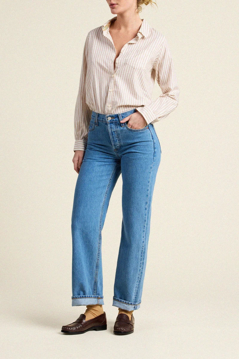 Gracie Shirt - Caramel Stripe