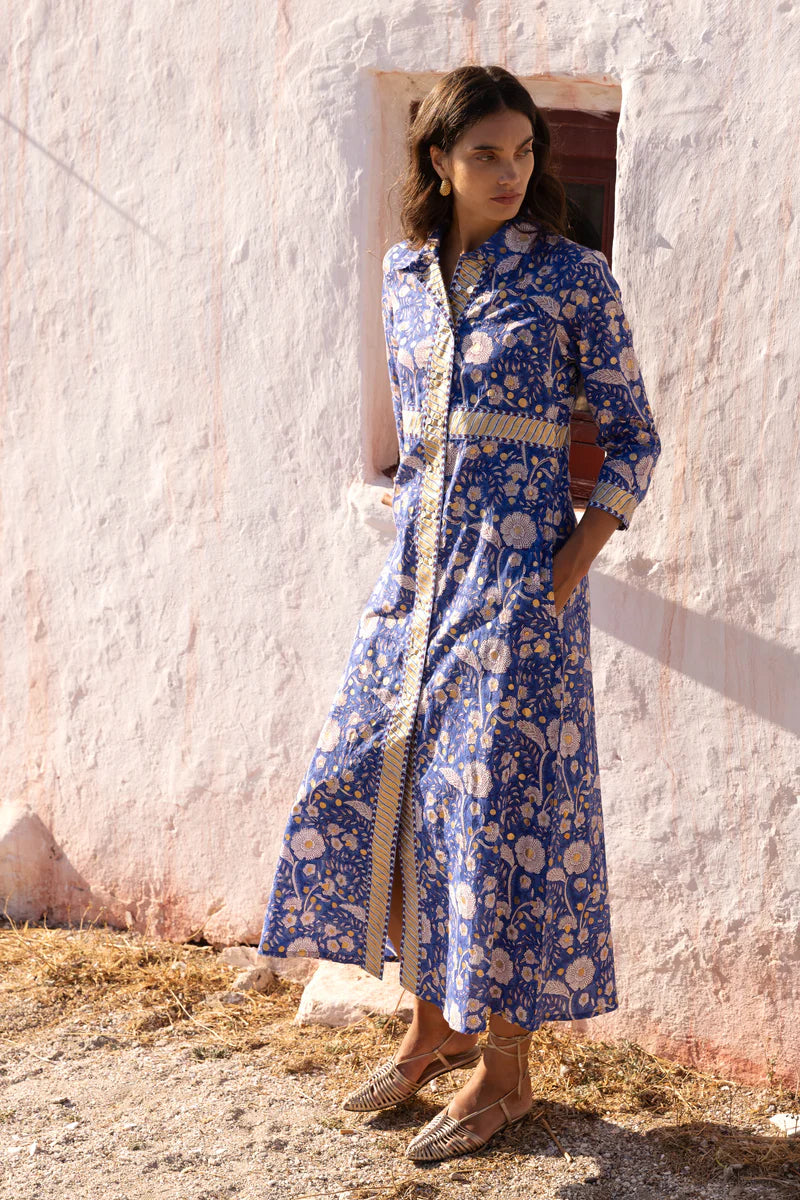 Shirt Dress Maxi - Carolina Cobalt