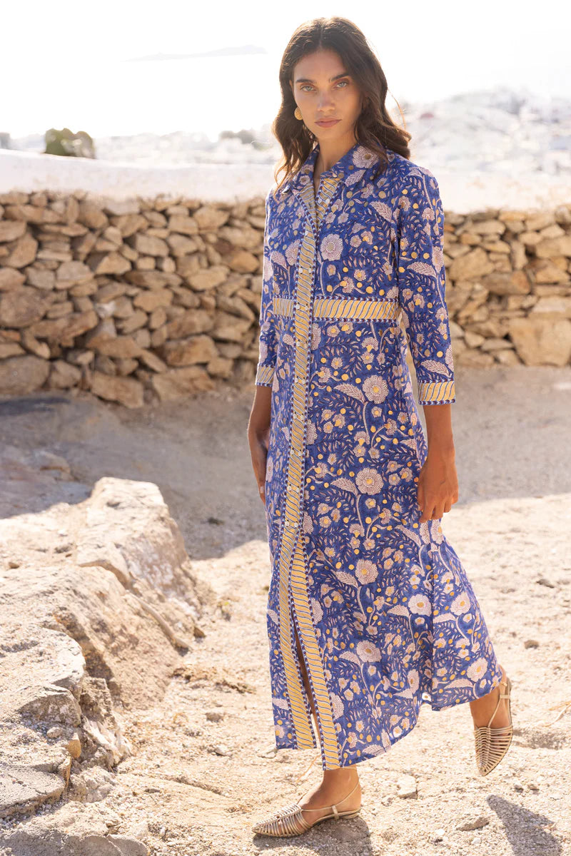Shirt Dress Maxi - Carolina Cobalt