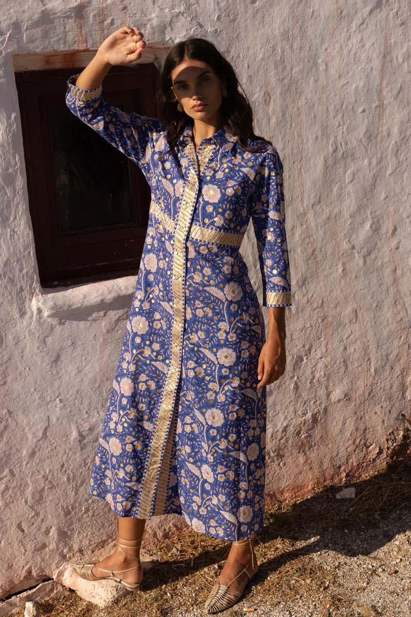 Shirt Dress Maxi - Carolina Cobalt