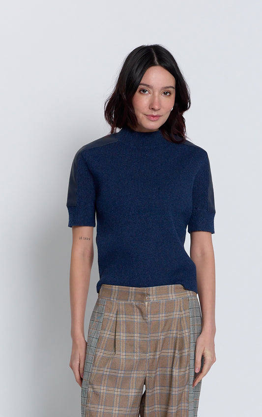 VESPER VEGAN TRIM RIBBED HALF SLEEVE