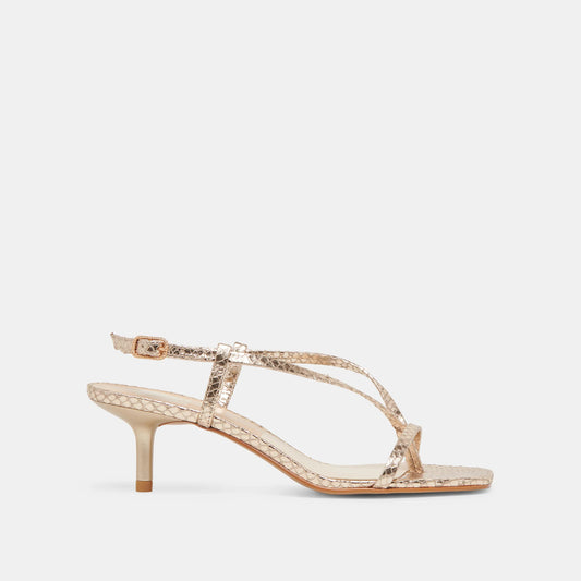 Laury Heels Champagne Embossed Leather