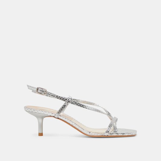 Laury Heels Silver Embossed Leather