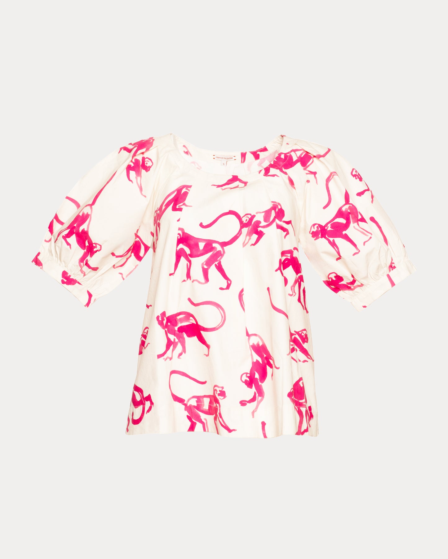 Zonda Top Pink Monkey Cotton Poplin Oyster/Pink