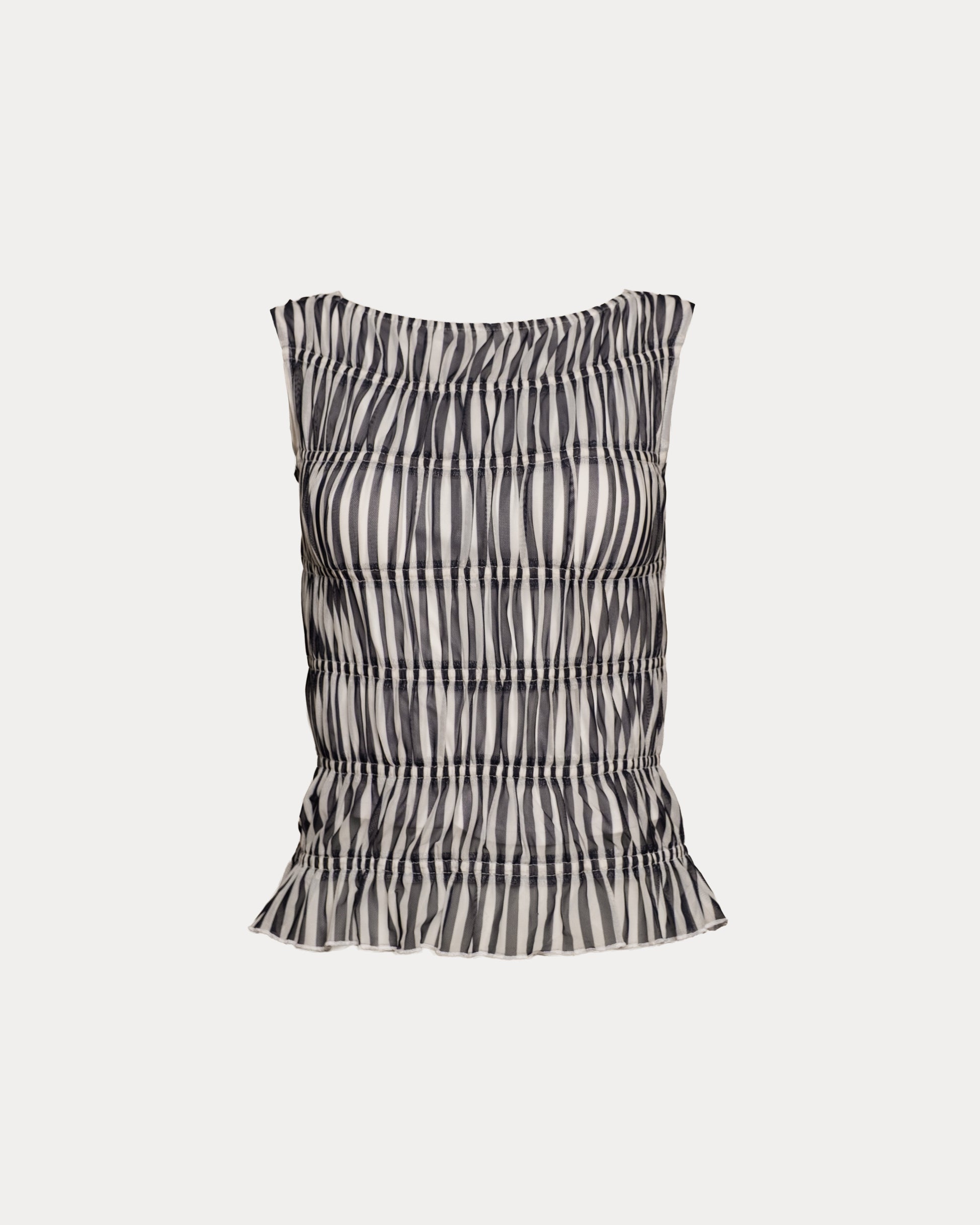 Jane Top Stripe Poly Spandex Mesh Navy/White