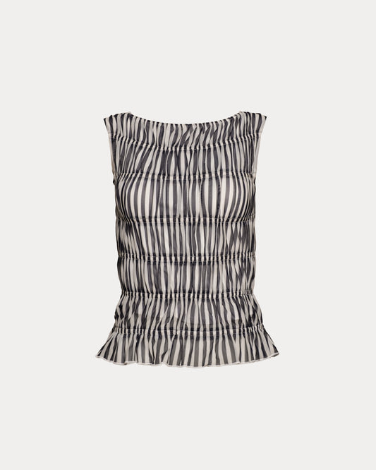 Jane Top Stripe Poly Spandex Mesh Navy/White