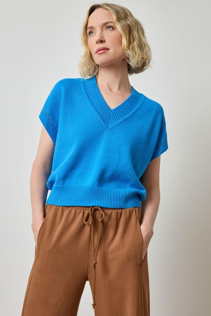 V-Neck Wedge Sweater - Dutch Blue